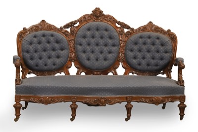 Lot 505 - A large Victorian triple back settee