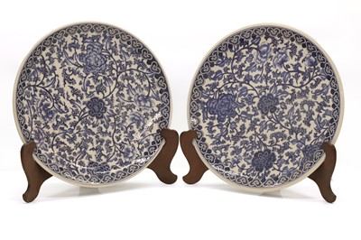 Lot 53 - A pair of large modern Chinese porcelain chargers