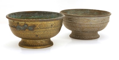 Lot 85 - Two brass pedestal bowls