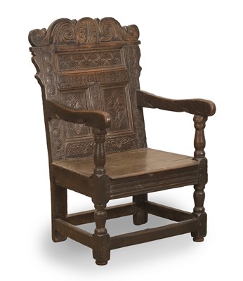 Lot 507 - An oak wainscot chair