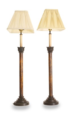 Lot 480 - A pair of bronze table lamps