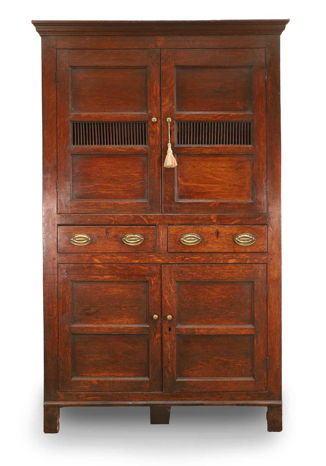 Lot 543A - An oak bread and cheese cupboard or 'Cwpwrdd Bara Caws'