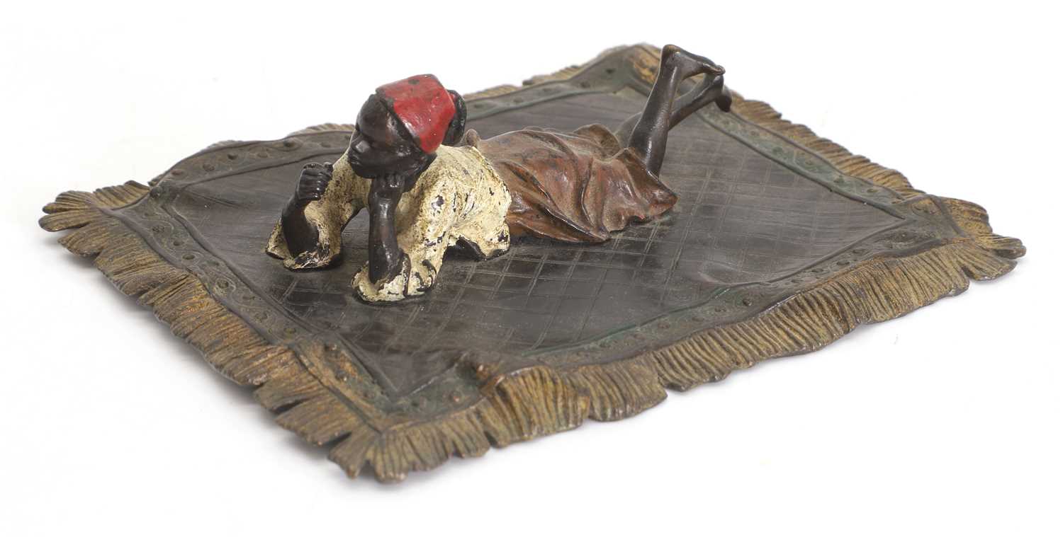 Lot 252 - Franz Xaver Bergman (Austrian 186-1936) an Austrian cold-painted bronze figure of a boy