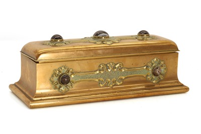 Lot 306 - A Victorian brass and hardstone mounted desk box