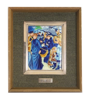 Lot 111 - An enamelled and silver picture