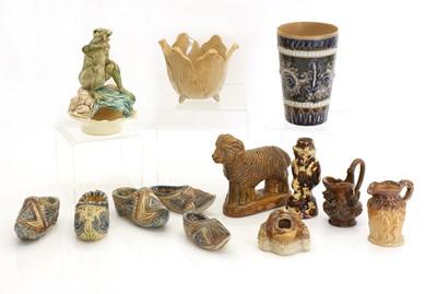 Lot 129 - A salt glazed stoneware inkwell