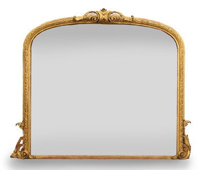 Lot 492 - A giltwood overmantle mirror
