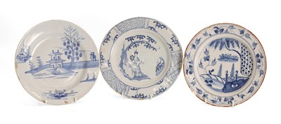 Lot 64 - Three English Delft plates
