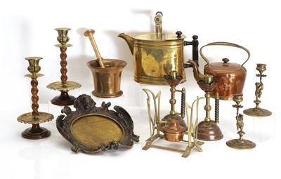 Lot 319 - A pair of cast candlesticks