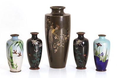 Lot 116 - A pair of Japanese enamelled vases