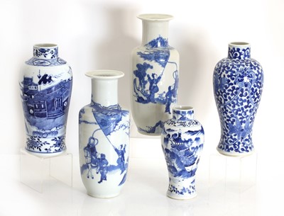 Lot 57 - A pair of Chinese blue and white vases