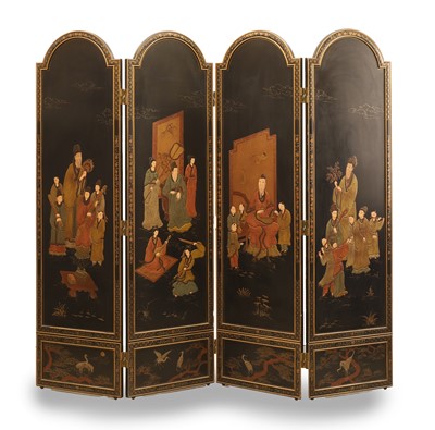 Lot 539A - A fourfold lacquered screen