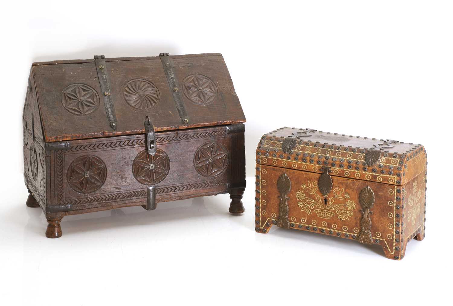 Lot 334 - A carved Indian dowry chest