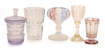 Lot 152 - Two Bohemian glass goblets