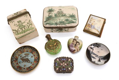 Lot 328 - A Continental silver enamelled and jeweled pill box