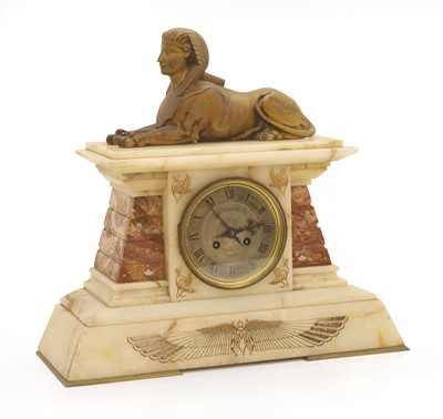 Lot 205 - A Egyptian revival onyx mantle clock