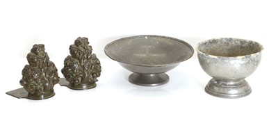 Lot 341 - A pair of moulded pewter bookends by Just
