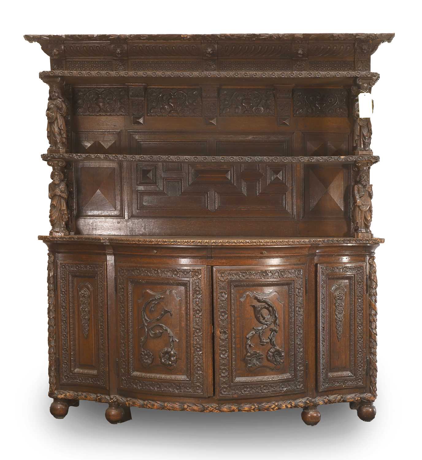 Lot 531A - A Renaissance-style carved oak and beech dresser