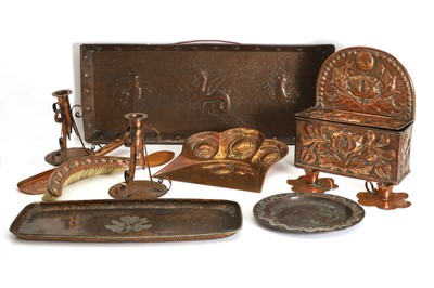 Lot 307 - A collection of Arts and Crafts copper items