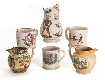 Lot 110 - A cockfighting puzzle jug