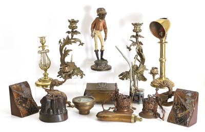 Lot 308 - A collection of brass and cast items