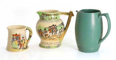 Lot 107 - A Crown Devon Fieldings musical 'Widdicombe Fair' jug, and 'Auld Lang Syne' musical tankard