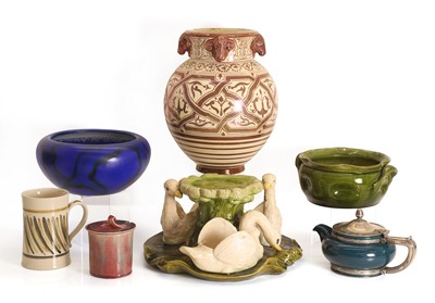 Lot 111 - An unusual Bretby pottery 'Swan' stand centrepiece