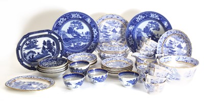 Lot 116 - Charles Bourne, a blue and white printed and gilt bordered part tea set