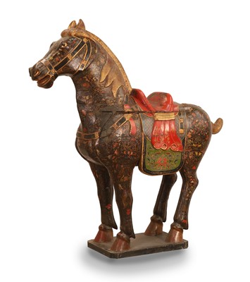 Lot 59 - A large lacquered-wooden horse