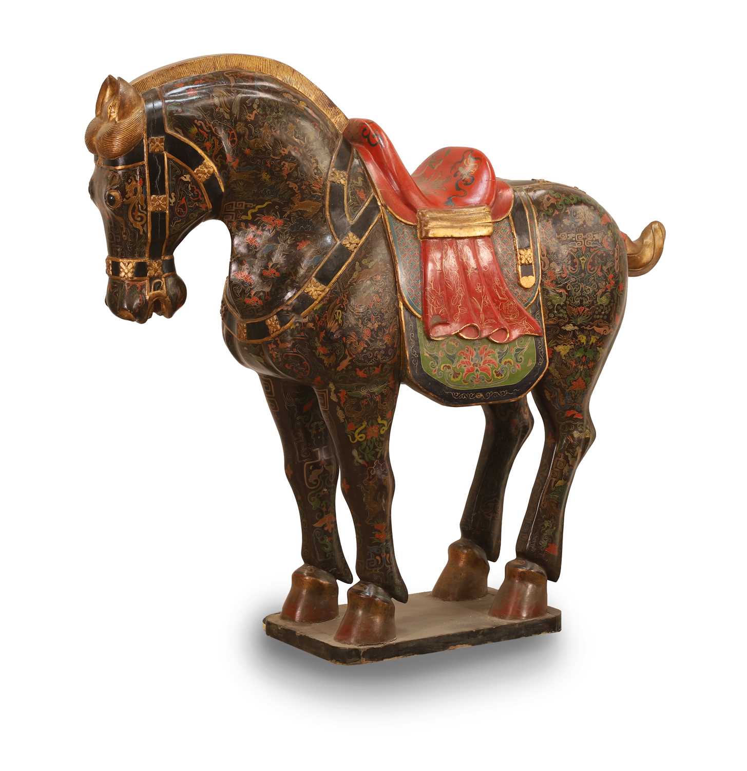 Lot 56 - A large lacquered wooden horse