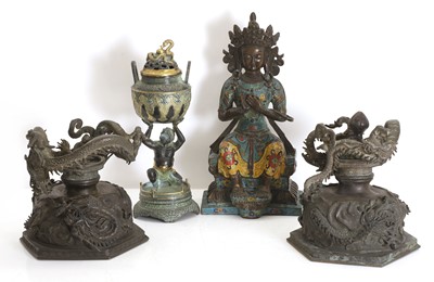 Lot 64 - A group of Qing-style cloisonne pieces