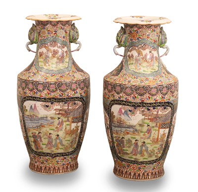Lot 54 - A pair of large porcelain baluster vases