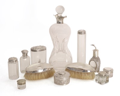 Lot 12 - A collection of silver mounted items