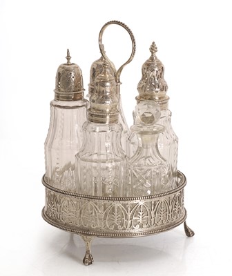 Lot 16 - A matched silver and glass condiment set