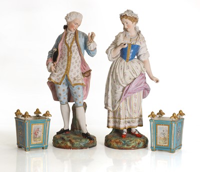Lot 122 - A pair of Continental bisque figures of a gentleman and a lady