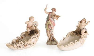 Lot 109 - A pair of Continental porcelain salts