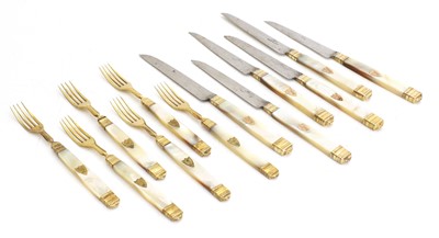 Lot 48A - Six silver William IV fruit knives and forks