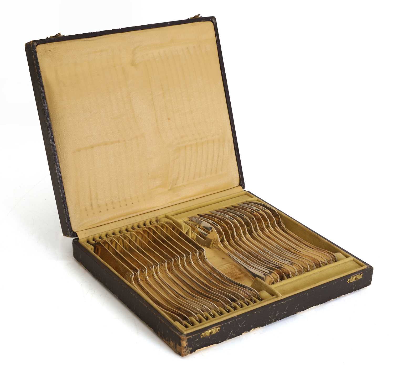 Lot 48 - A cased set of twelve continental fish knives and forks