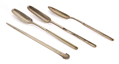 Lot 46 - Three George III silver marrow scoops