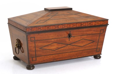 Lot 341 - A Regency strung mahogany tea caddy