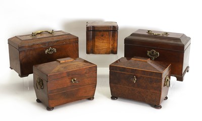 Lot 350A - Five George III tea caddies