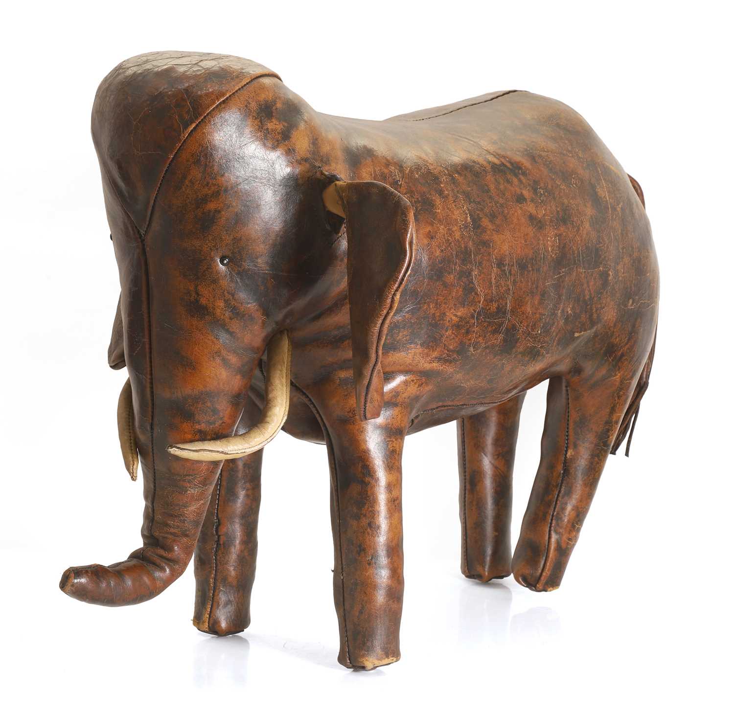 Lot 347 - A leather elephant footstool