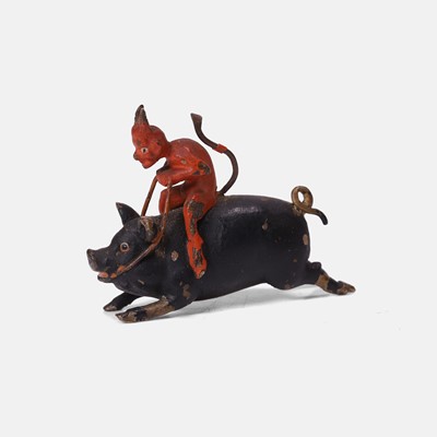 Lot 91 - A novelty Austrian cold-painted devil on a pig figure