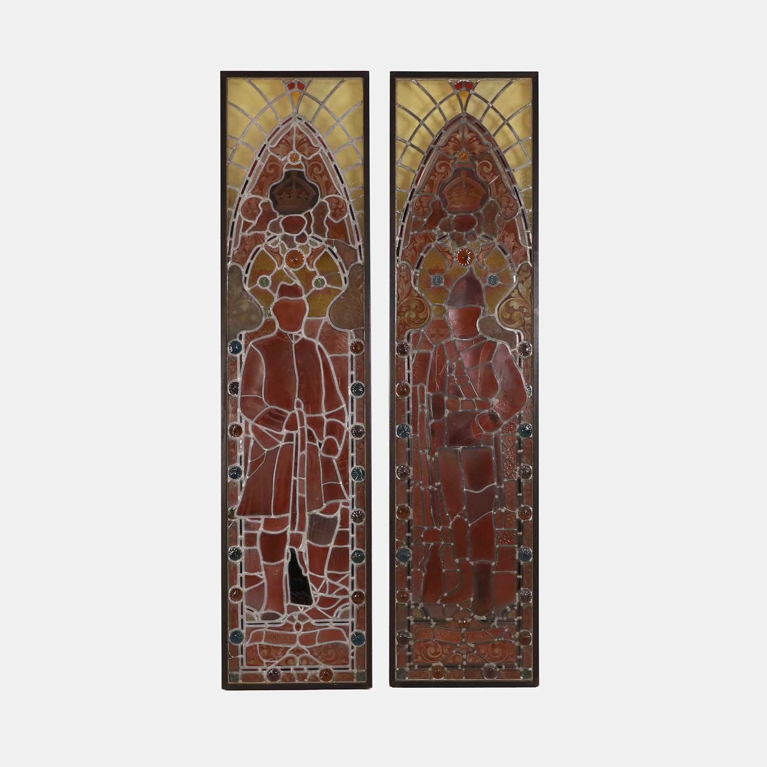 Lot 413 - A pair of Victorian stained-glass panel light boxes