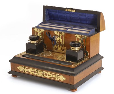 Lot 306 - A Victorian walnut brass-mounted and ebonised desk stand