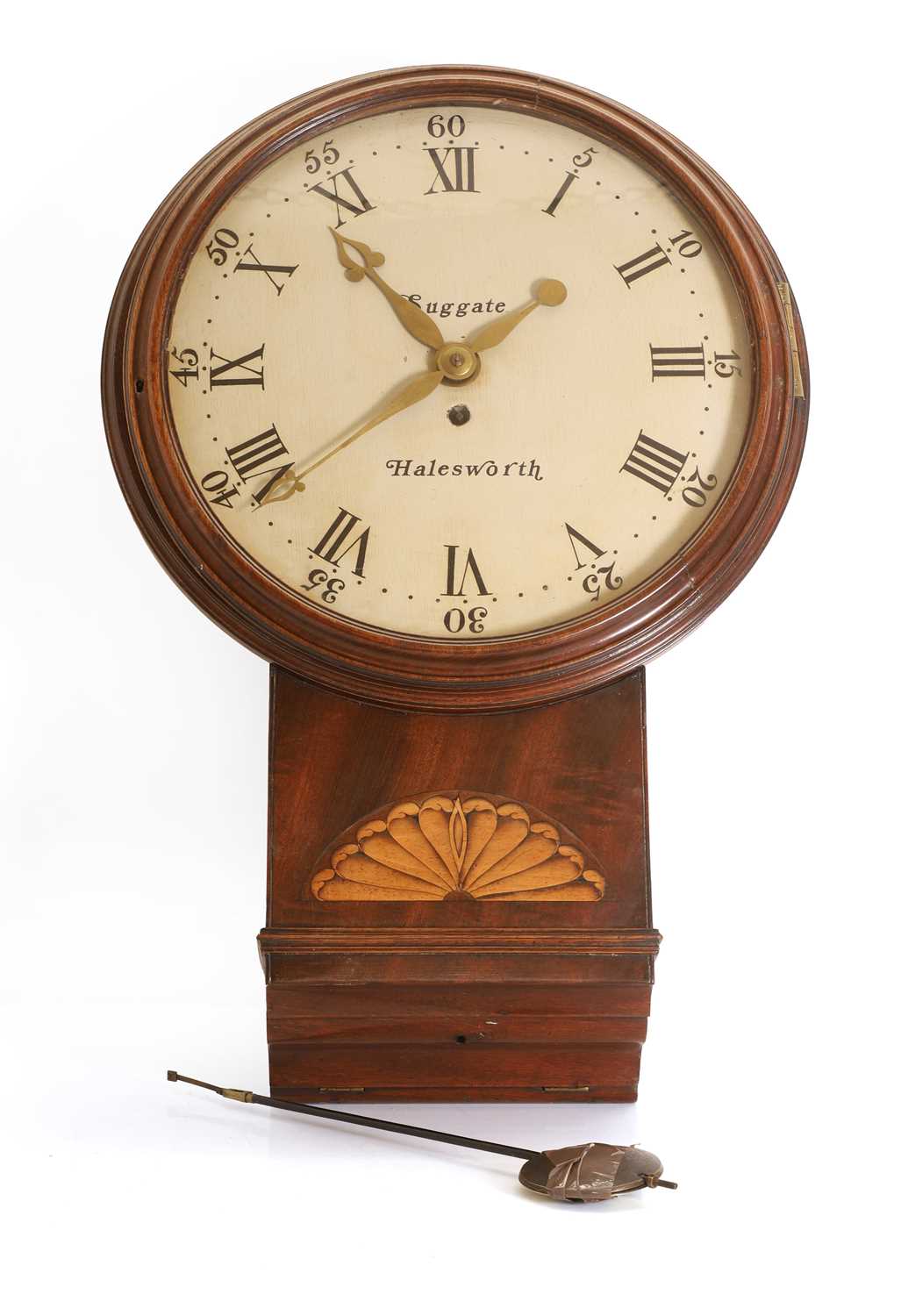 Lot 209 - A transitional drop dial wall clock by Suggate of Halesworth
