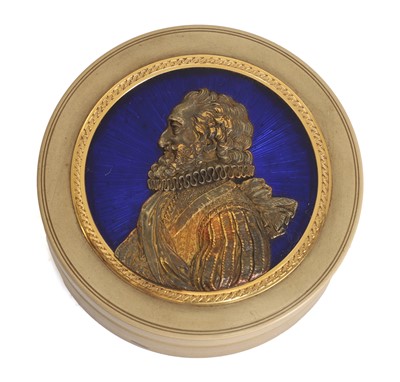 Lot 342A - A French enamel tortoiseshell and composition bonbonniere