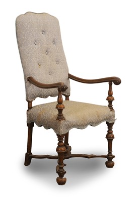 Lot 510 - A walnut open armchair