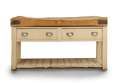 Lot 535 - A beech butcher's block