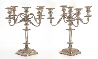 Lot 6 - A pair of silver plated candelabra